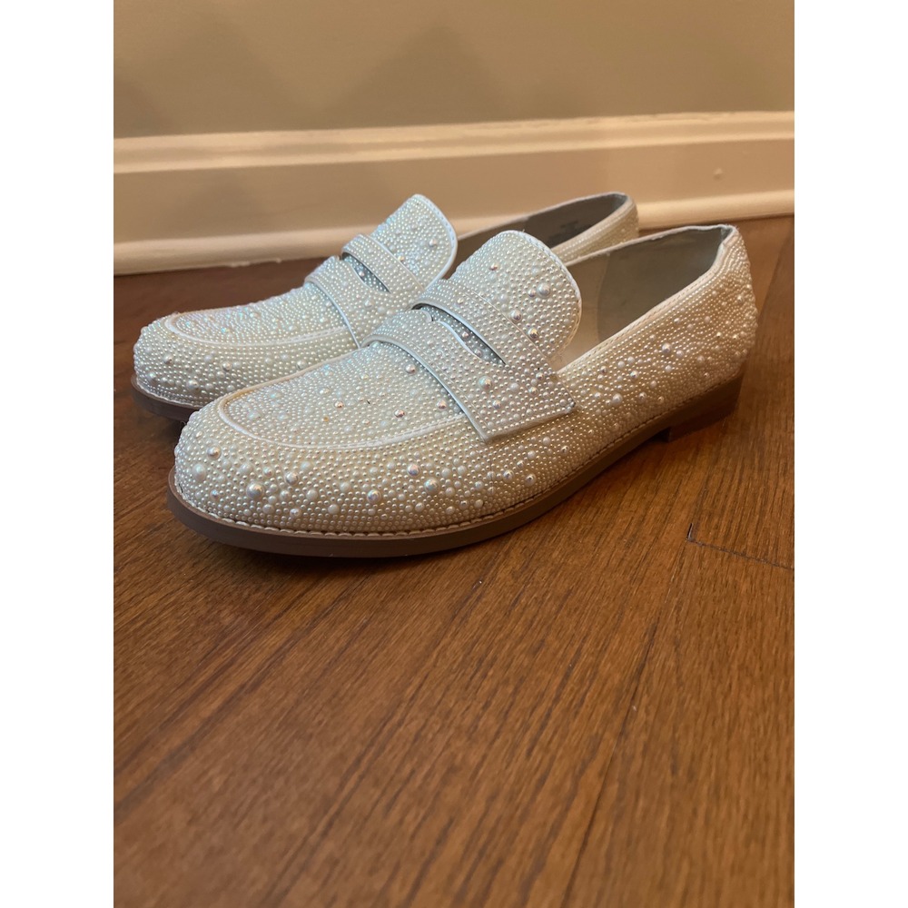 Betsey Johnson Aron Beaded Loafer Size 8.5 White